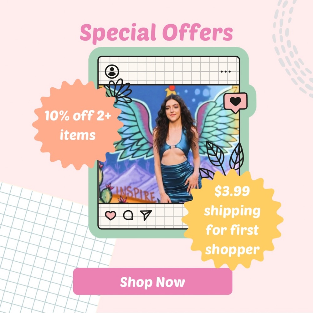 SPECIAL OFFERS: $3.99 shipping for my closets first shopper AND 10% off 2+ items